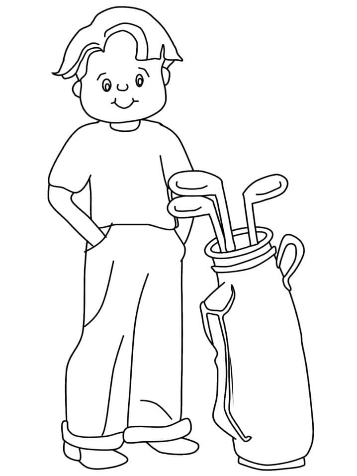 Desenho Para Pintar Do Menino Golfista