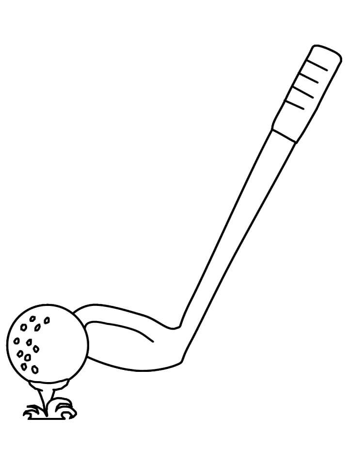 Desenho Taco e Bola De Golfe Para Colorir 1