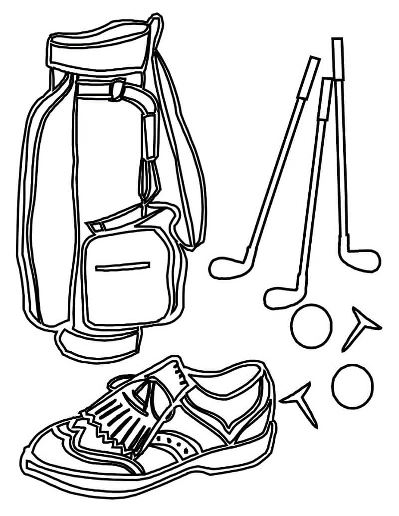 Desenho Taco e Bola De Golfe Para Colorir 2