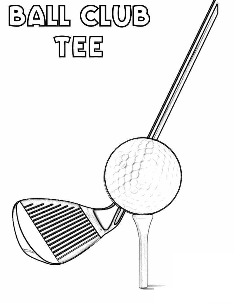 Desenho Taco e Bola De Golfe Para Colorir