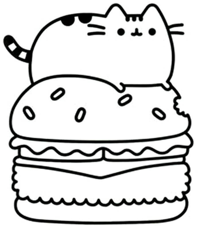 Gato Kawaii Pusheen Em Hamburguer
