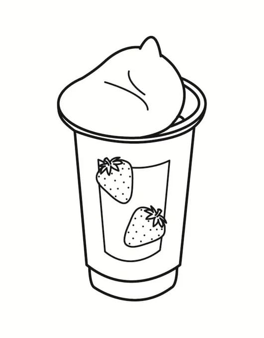 Desenho Copo De Iogurte De Morango Para Pintar grátis