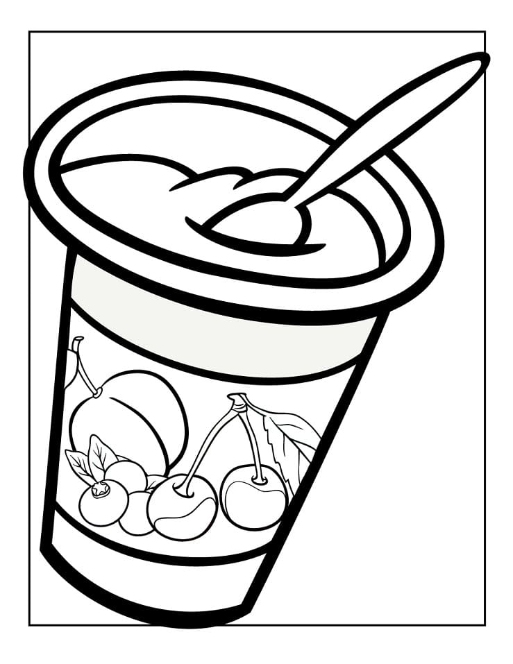Desenho De Iogurte De Cereja Para Colorir