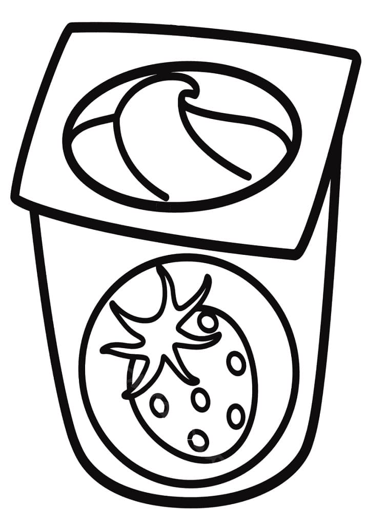 Desenho De Iogurte Pequeno De Morango Para Colorir