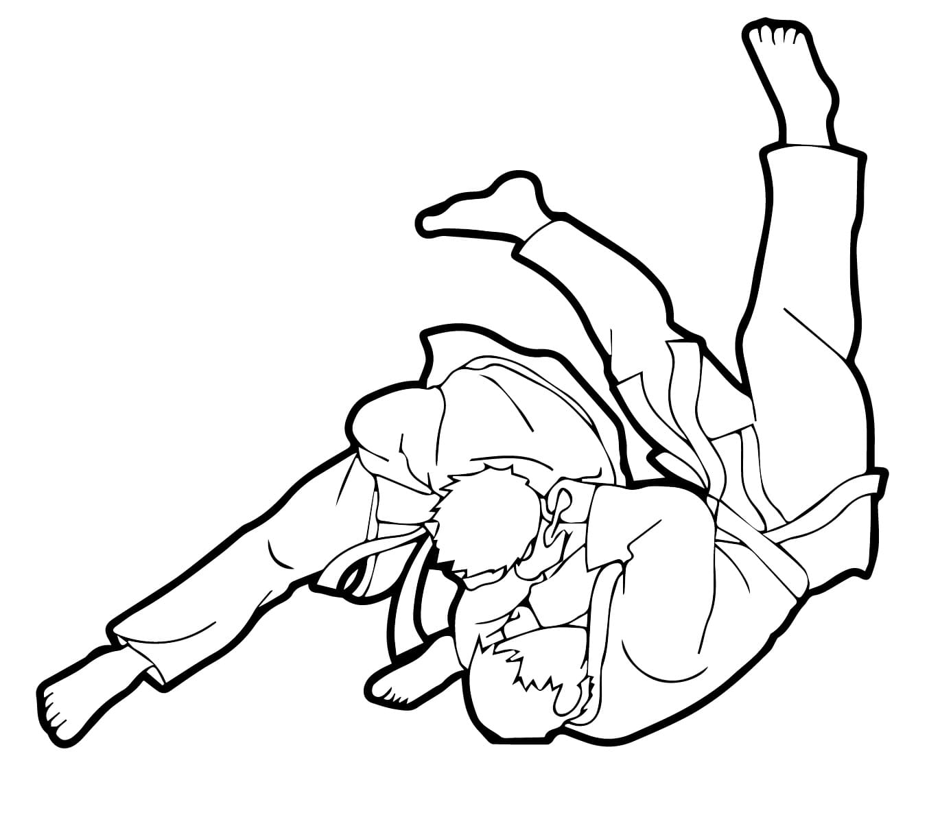 Desenho De ação De judô Para Colorir