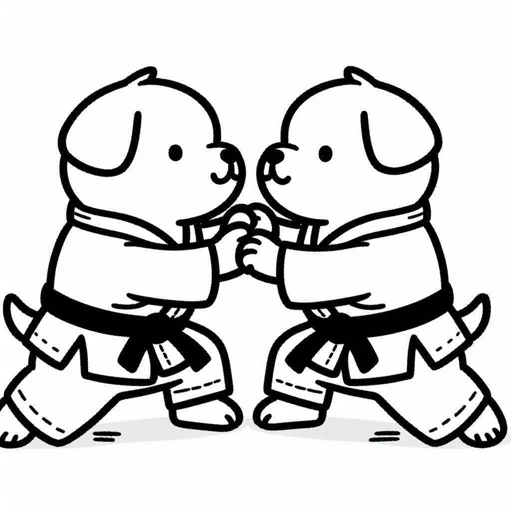 Desenho De cães De judô Para Colorir