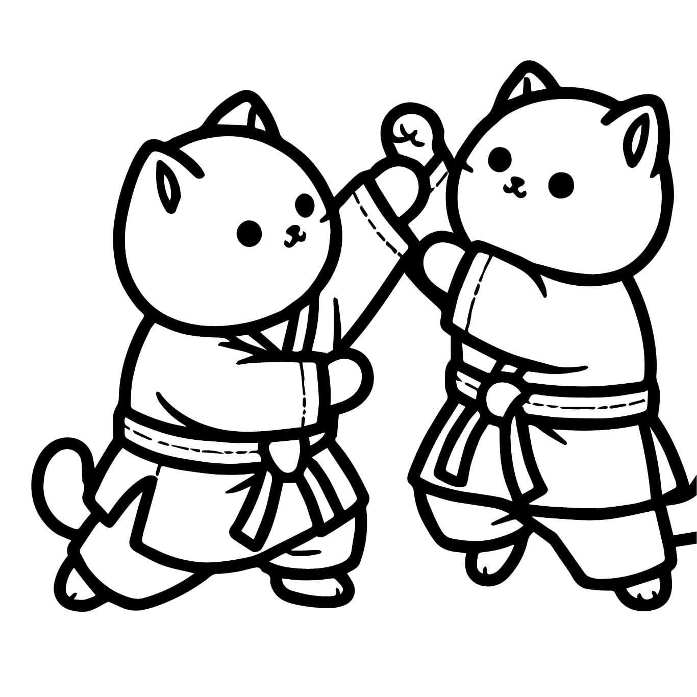 Desenho De Gatos judô Para Colorir
