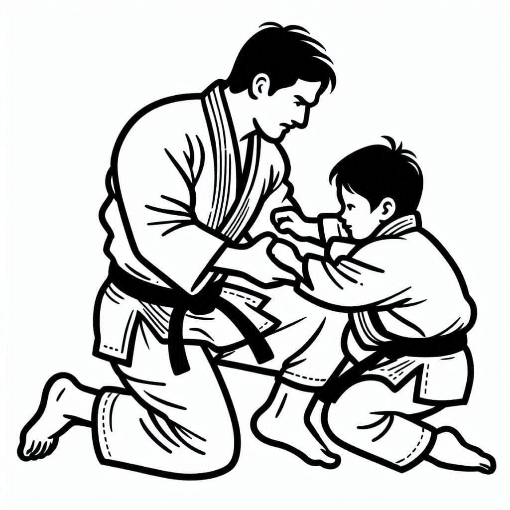 Desenho De judô Imprimivel Para crianças Para Colorir