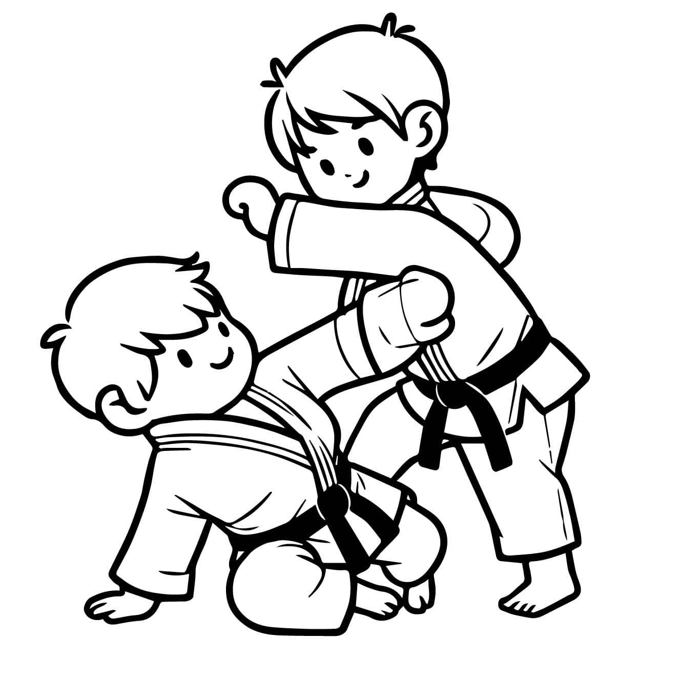 Desenho De judô Meninos Para Colorir