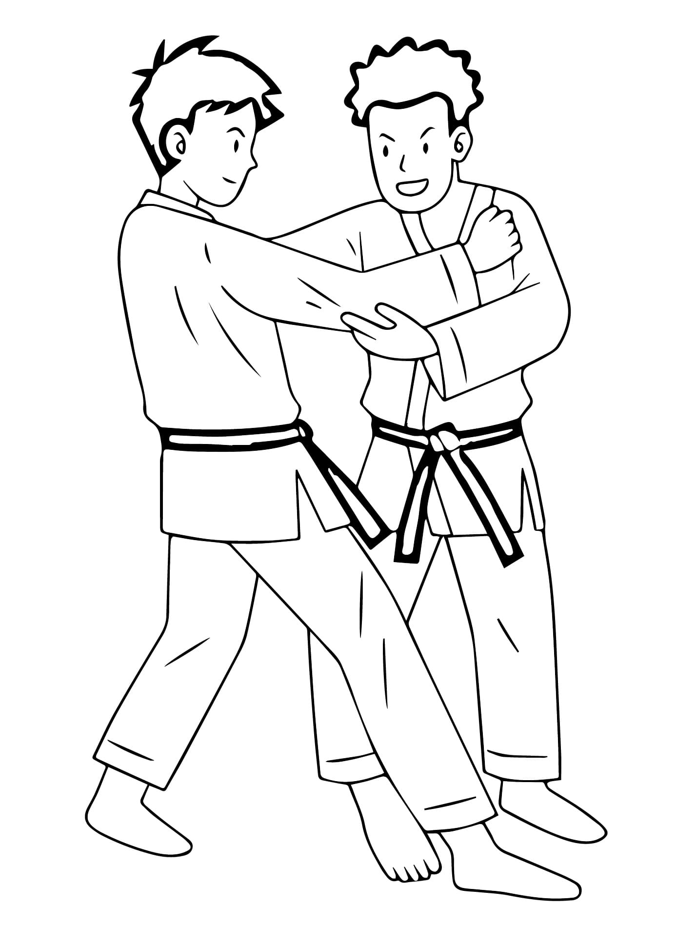 Desenho De Praticando Jiu Jitsu Para Colorir