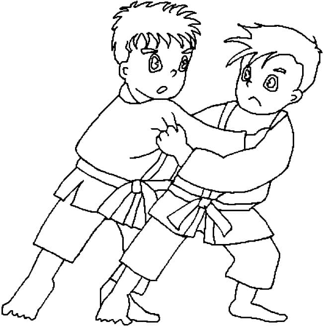 Desenho De Garotos De judô Para Colorir