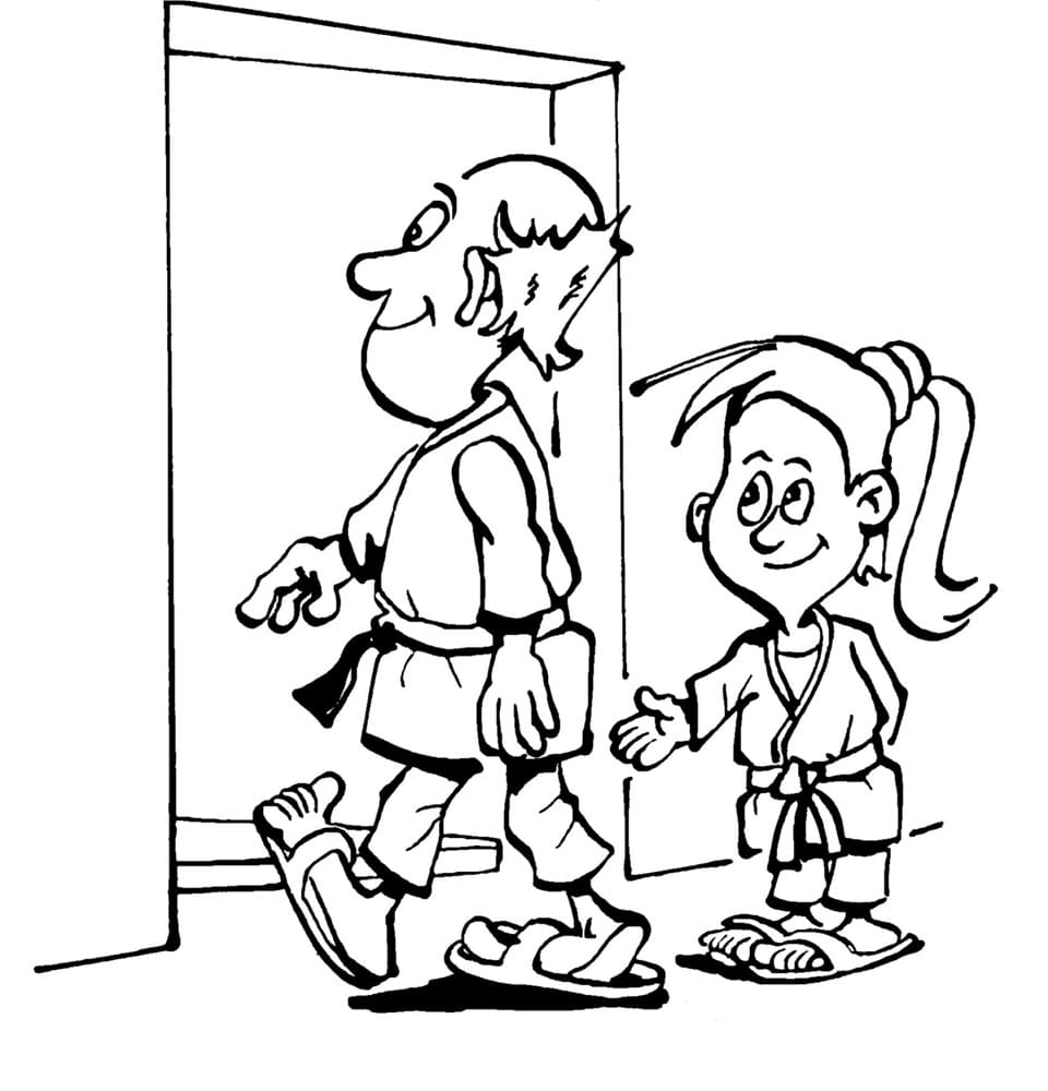 Desenho De judô Imprimivel Para Colorir