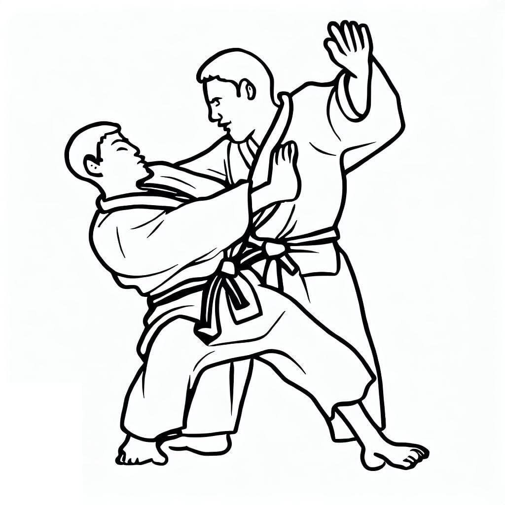 Desenho De judô japonês Para Colorir