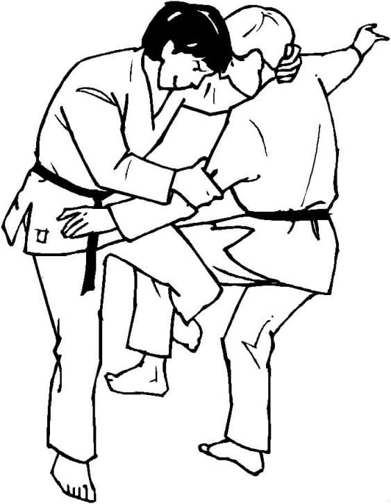 Desenho De judô Para Colorir e Imprimir
