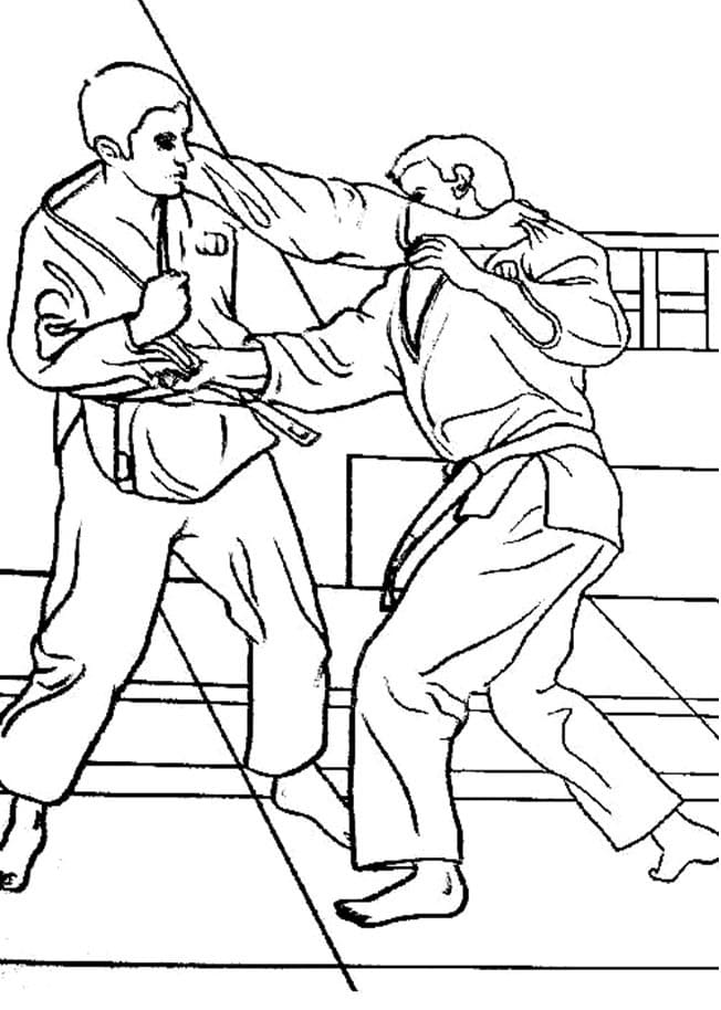 Desenho De Partida De judô Para Colorir