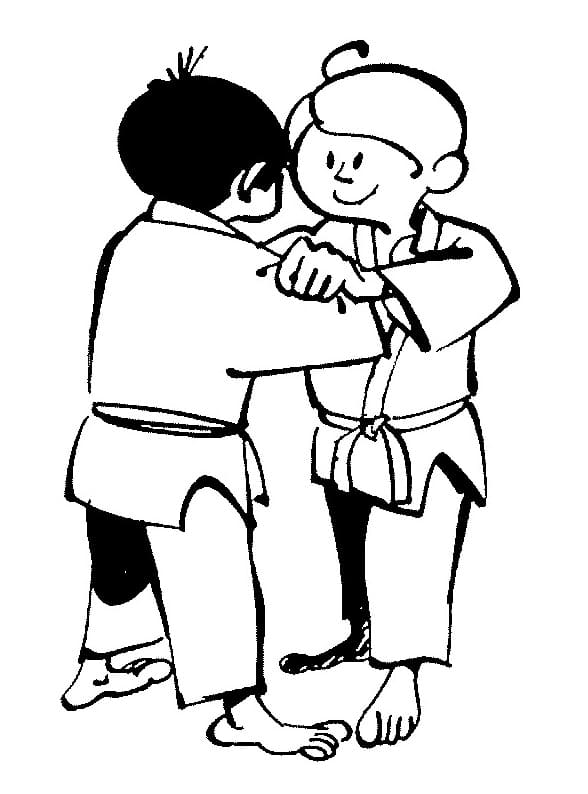 Desenho De Praticando judô Para Colorir