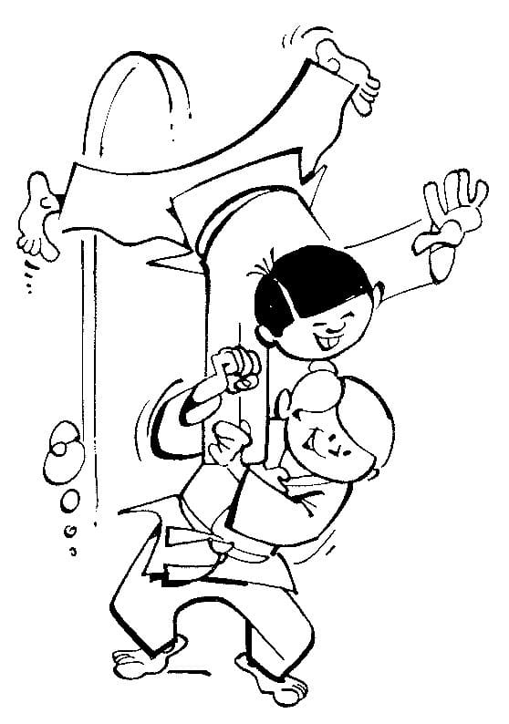 Desenho De Uma Luta De judô Para Colorir