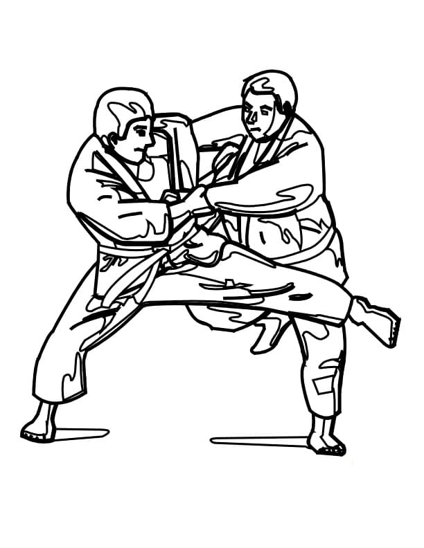 Desenho De Uma Partida De judô Para Colorir
