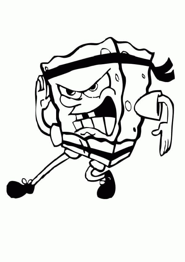 Desenho De Bob Esponja Karate Para Colorir
