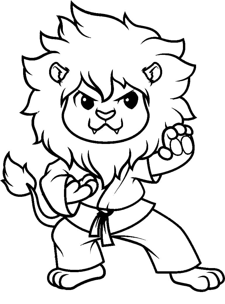 Desenho De leão Do Karate Para Colorir