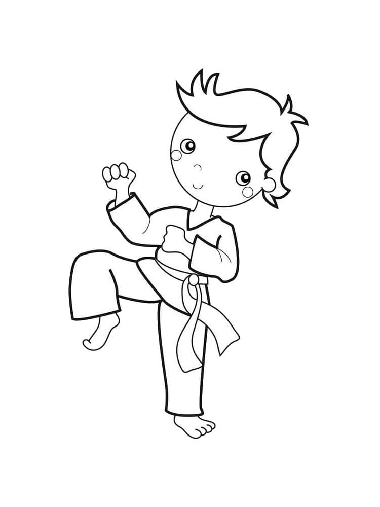 Desenho De Praticando Karate Para Colorir