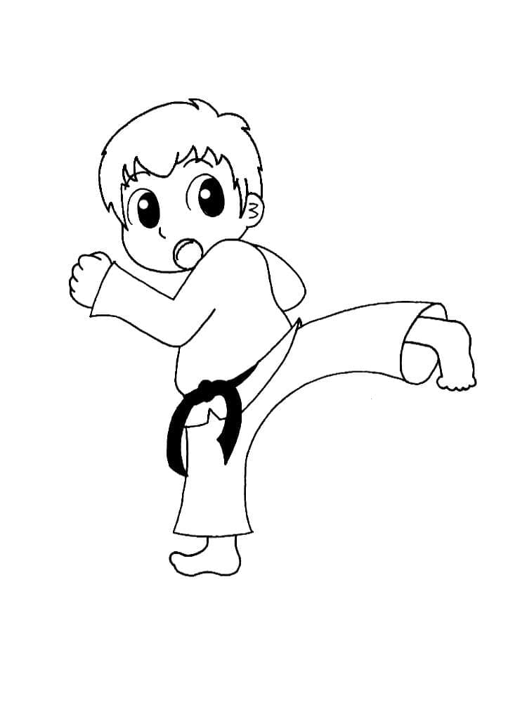 Desenho De Um Menino Karate Para Colorir