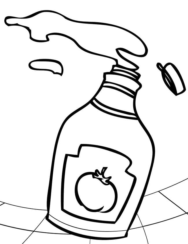 Desenho Imprimivel De Ketchup Aberto Para Pintar