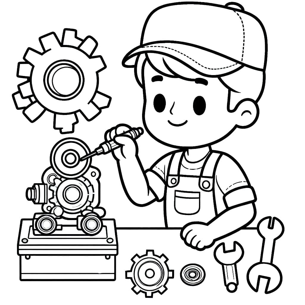 Mecânico para colorir