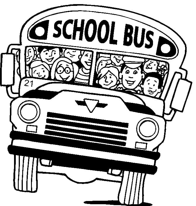 Desenho Ônibus Escolar Pintar e Imprimir