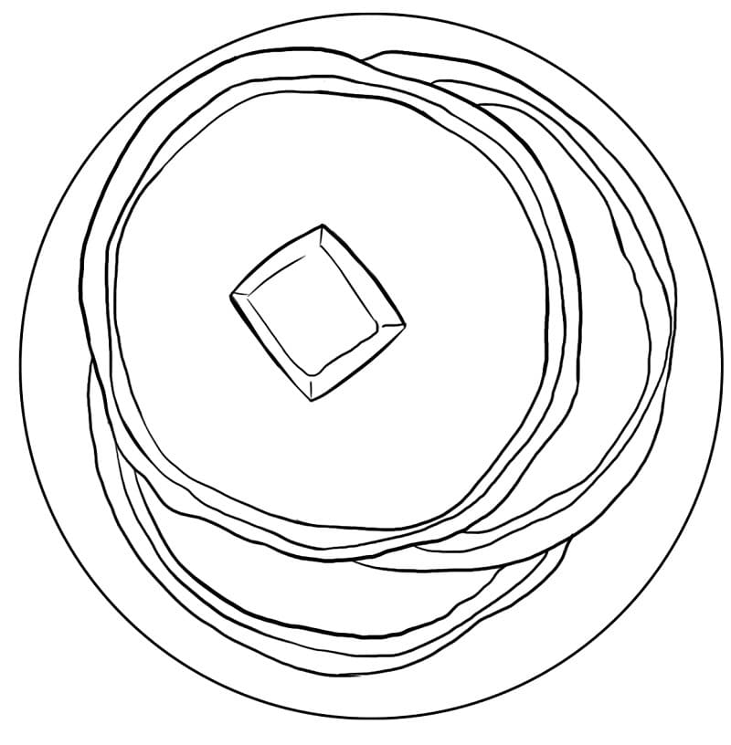 Desenho De Panqueca No Prato Para Colorir