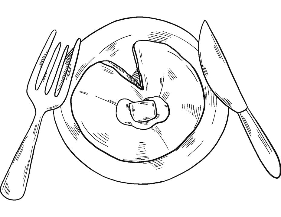 Desenho De Panquecas No Prato Para Pintar