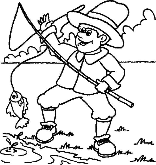 Desenho De competição De Pescaria Infantil Para Imprimir