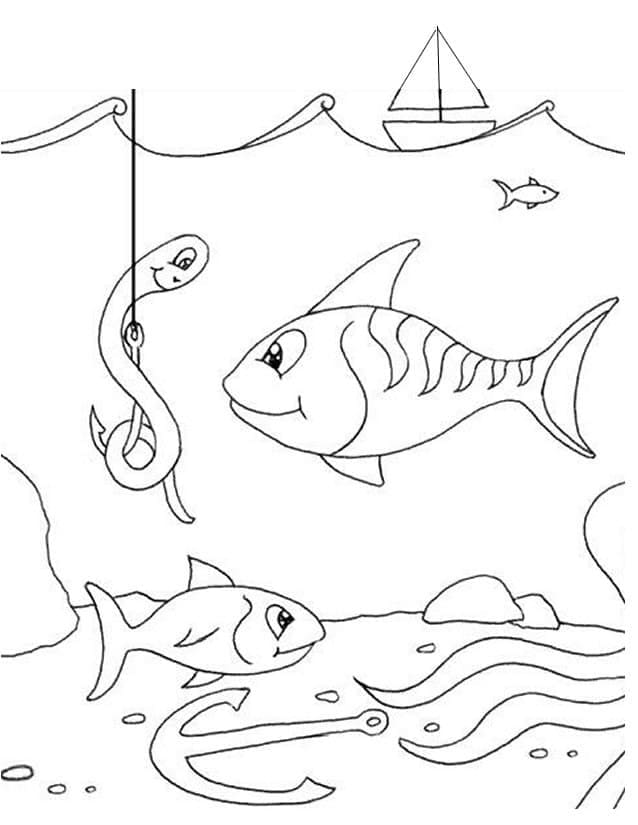 Desenho De Pescador Sentado Na Pedra Para Colorir
