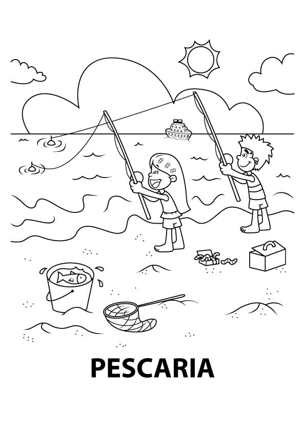 Pescaria para colorir