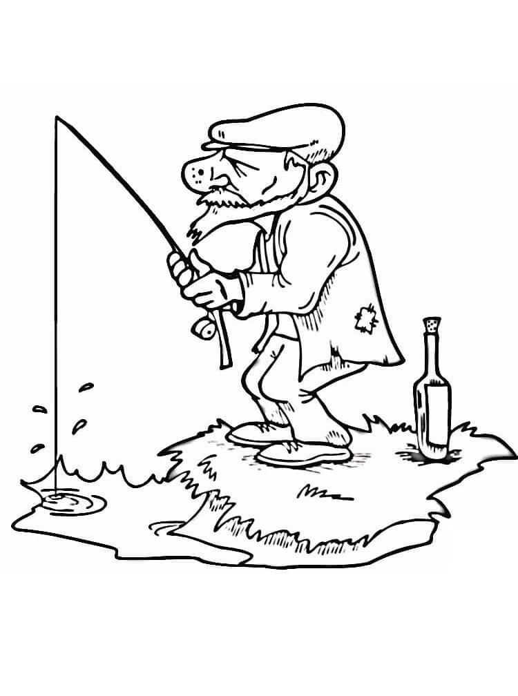Desenho De Pescaria Na Chuva Para Pintar e Colorir