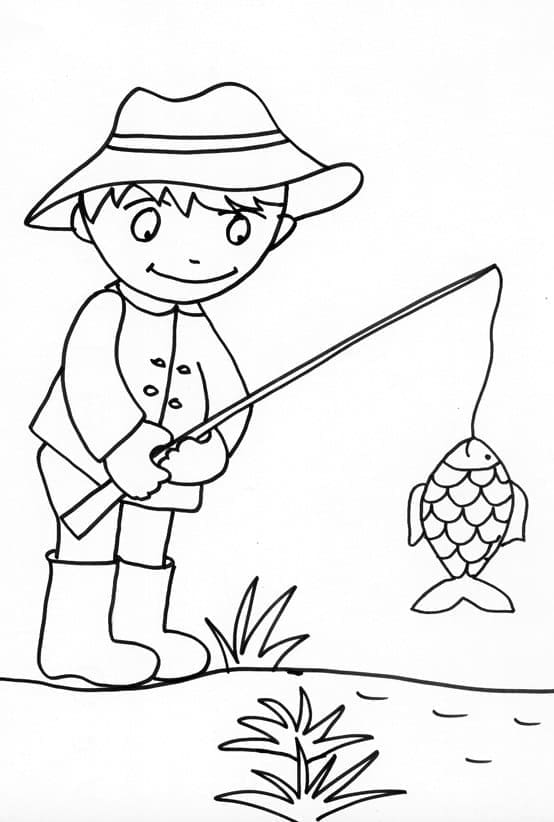 Desenho De Pescaria Tradicional Para Imprimir e Colorir