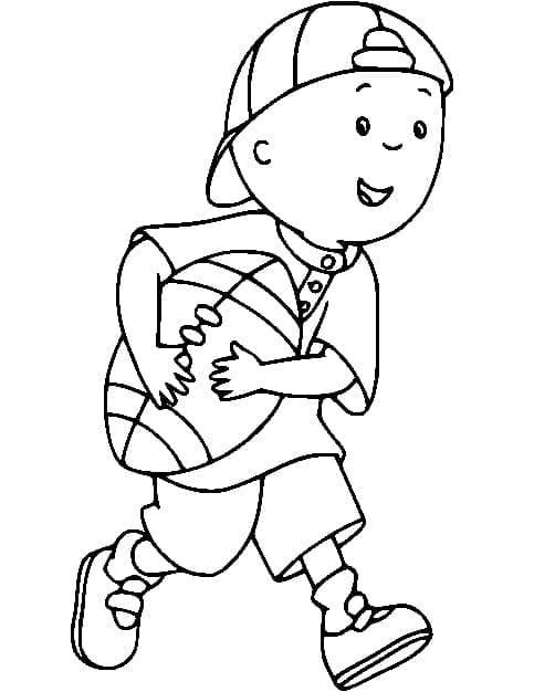 Desenho De Caillou Jogando Rugby Para Colorir