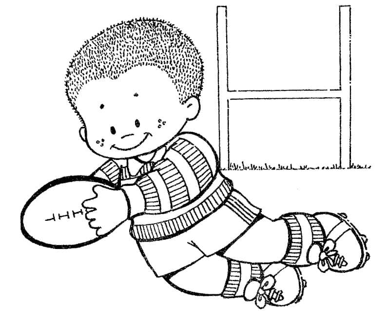 Desenho De Garotinho Jogando Rugby Para Colorir
