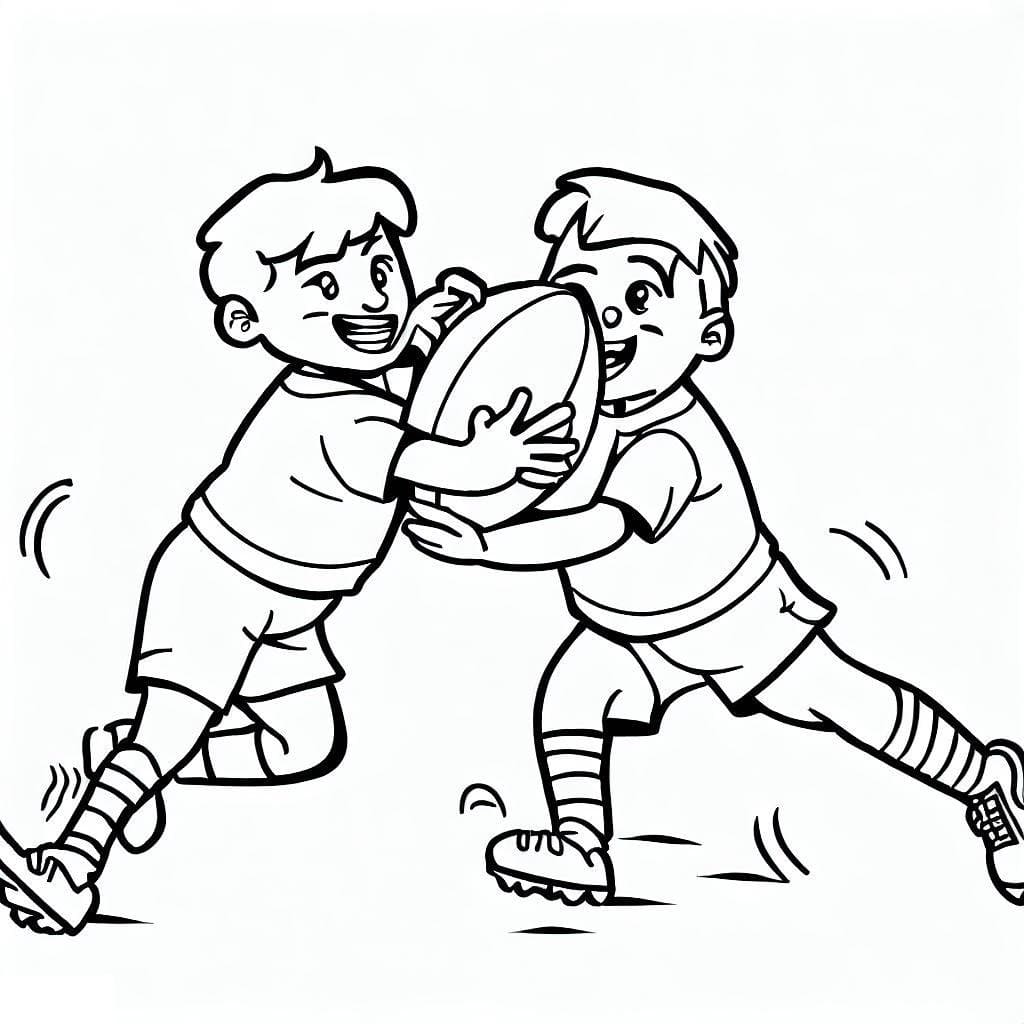 Desenho De Meninos estão Jogando Rugby Para Colorir