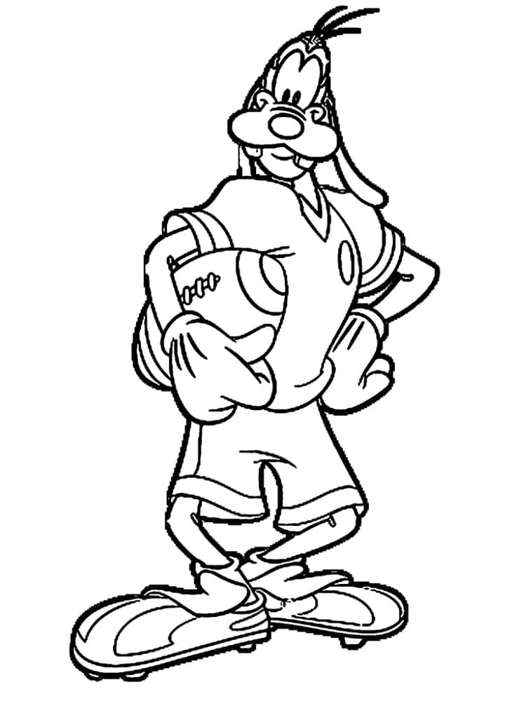 Desenho De Pateta Jogando Rugby Para Colorir
