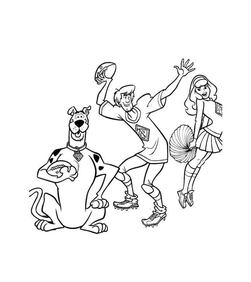 Desenho De Scooby Doo Jogando Rugby Para Colorir