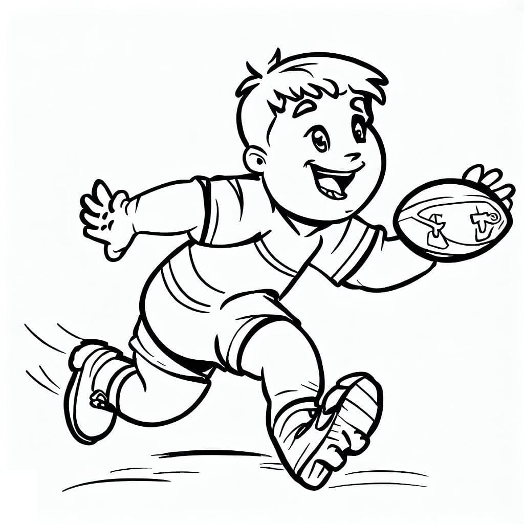 Desenho De criança Jogando Rugby Para Colorir