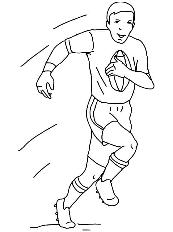 Desenho Jogador De Rugby Correndo Muito Para Colorir