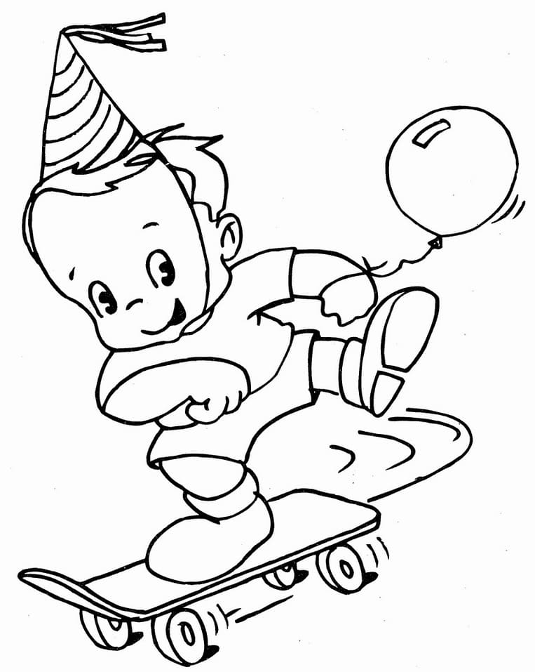 Desenho bebê No Skate Para Colorir
