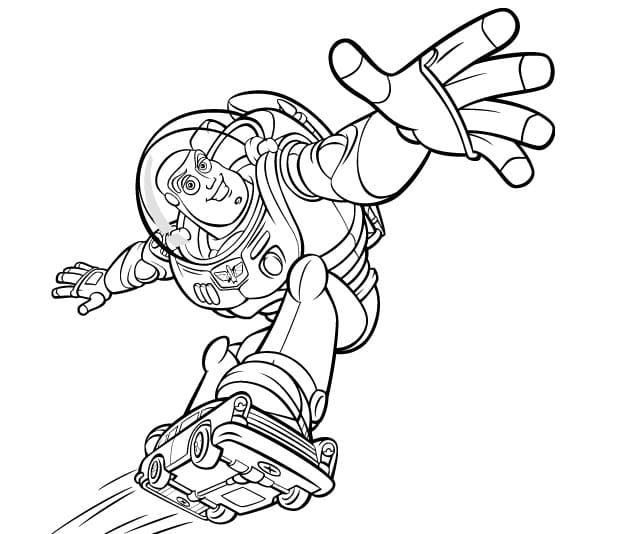 Desenho Buzz Lightyear No Skate Para Colorir