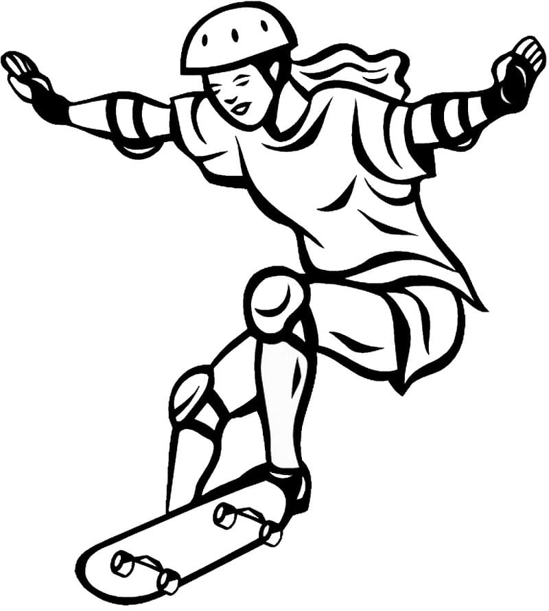 Desenho Garota No Skate Para Colorir