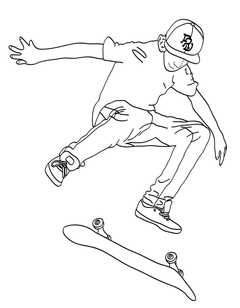 Desenho manobrá Radical De Skate Para Colorir