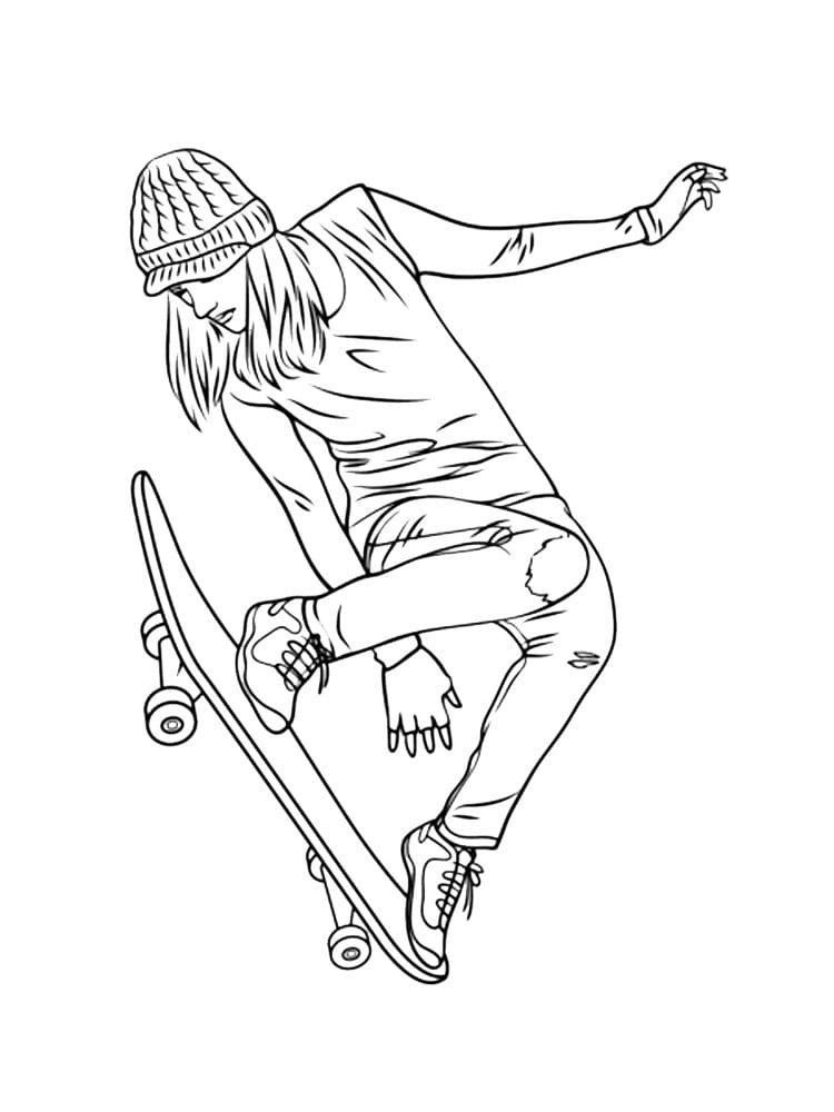 Desenho Menina No Skate Para Colorir
