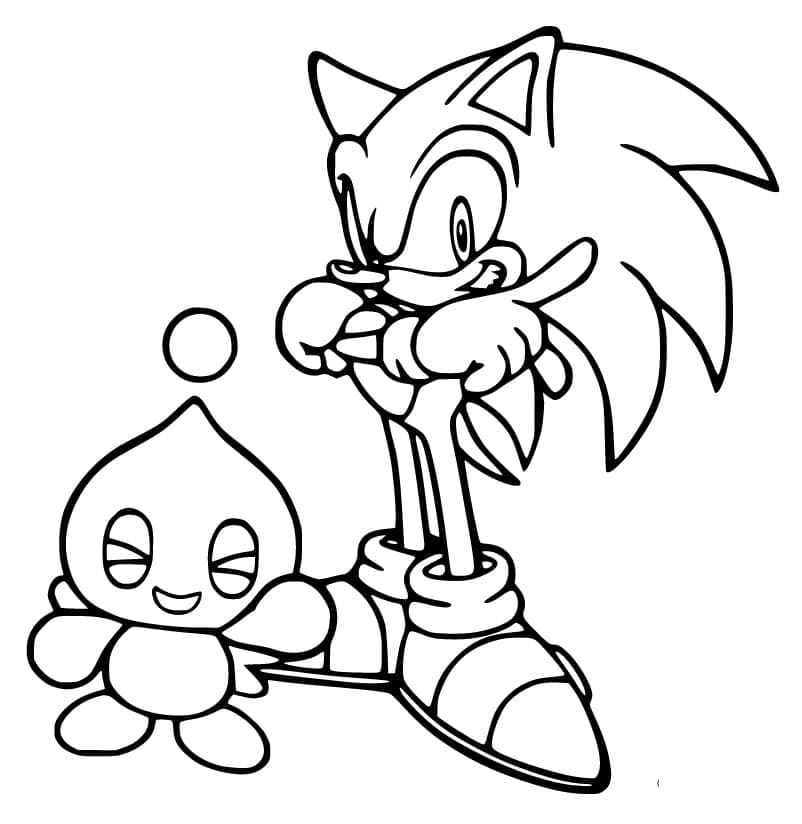Desenho De Sonic e Cheese Para Colorir