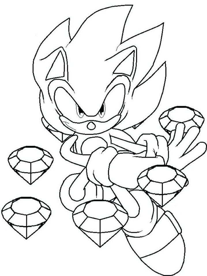 Desenho Imprimivel De Sonic Com Esmeraldas Para Colorir grátis